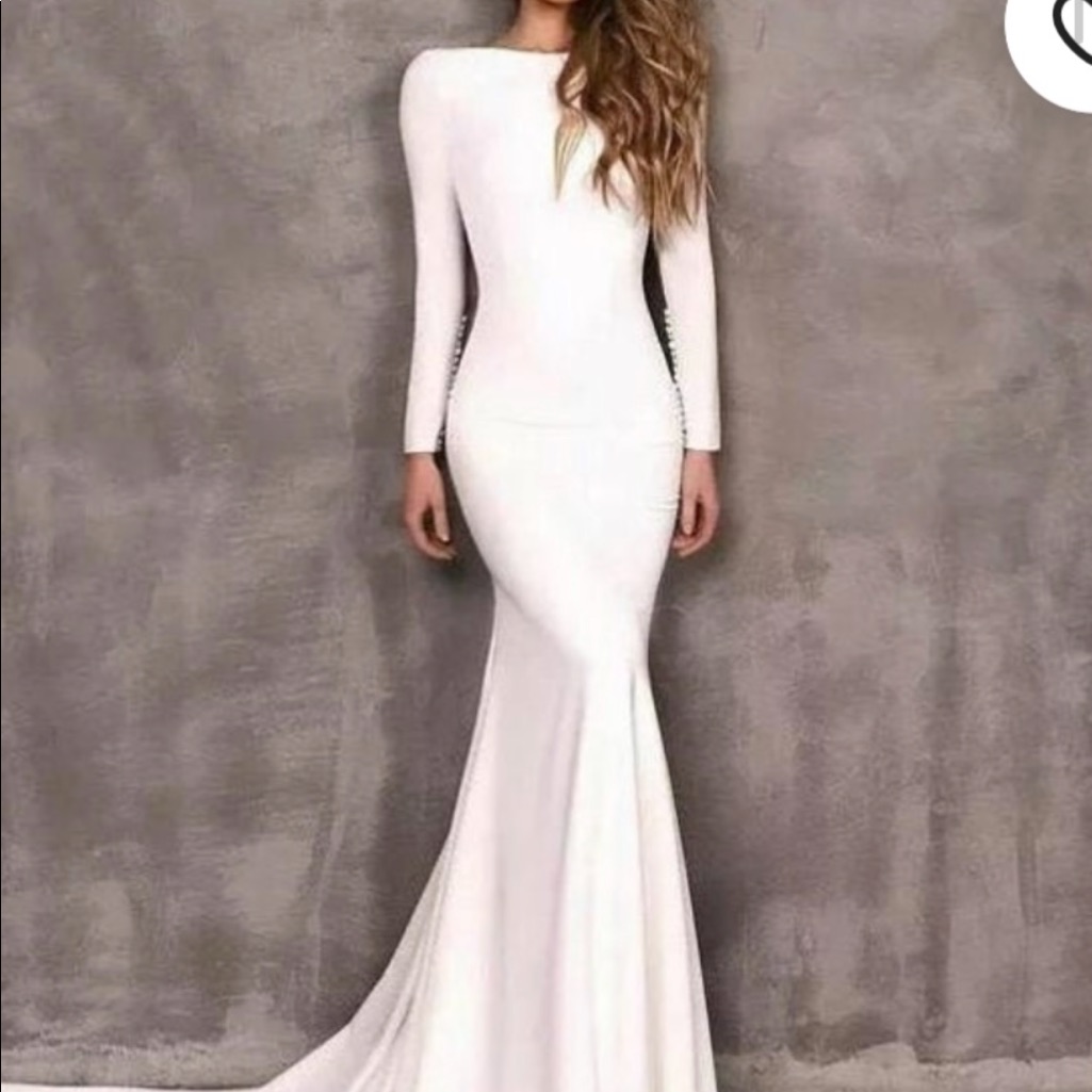 Vintage Open Back Wedding Dress/Evening Gown
